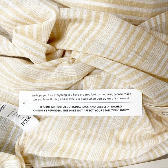 NWT Wrap London Striped Cotton Snap Front Oversized Blouse Tuscan Sun Size 6 NEW - Picture 14 of 15